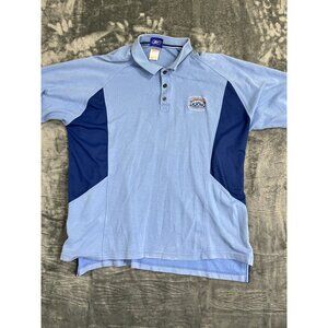 Reebok XL Super Bowl XXXIX Polo Shirt Light & Dark Blue Embroidered Design Mens
